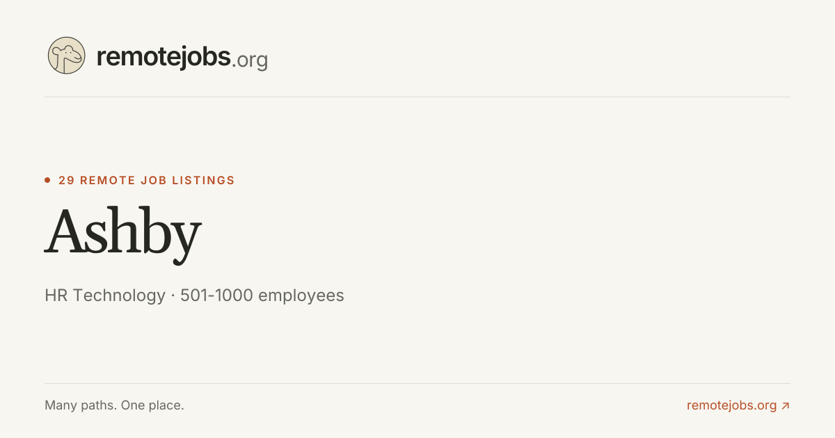 Ashby Remote Jobs & Careers — 29 Job Listings | RemoteJobs.org