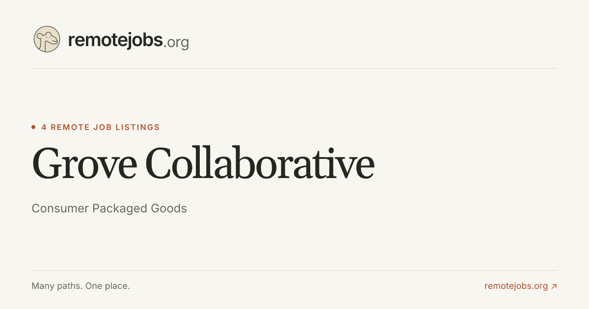 Grove Collaborative Remote Jobs & Careers — 4 Job Listings | RemoteJobs.org