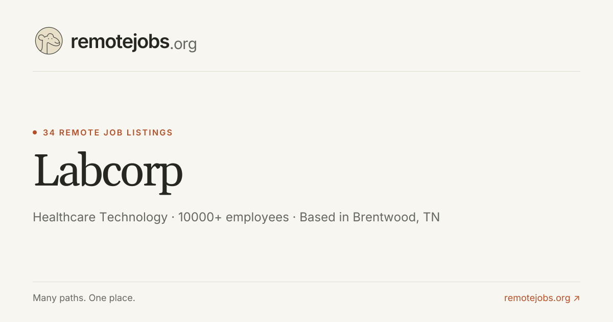 Labcorp Remote Jobs & Careers — 34 Job Listings | RemoteJobs.org