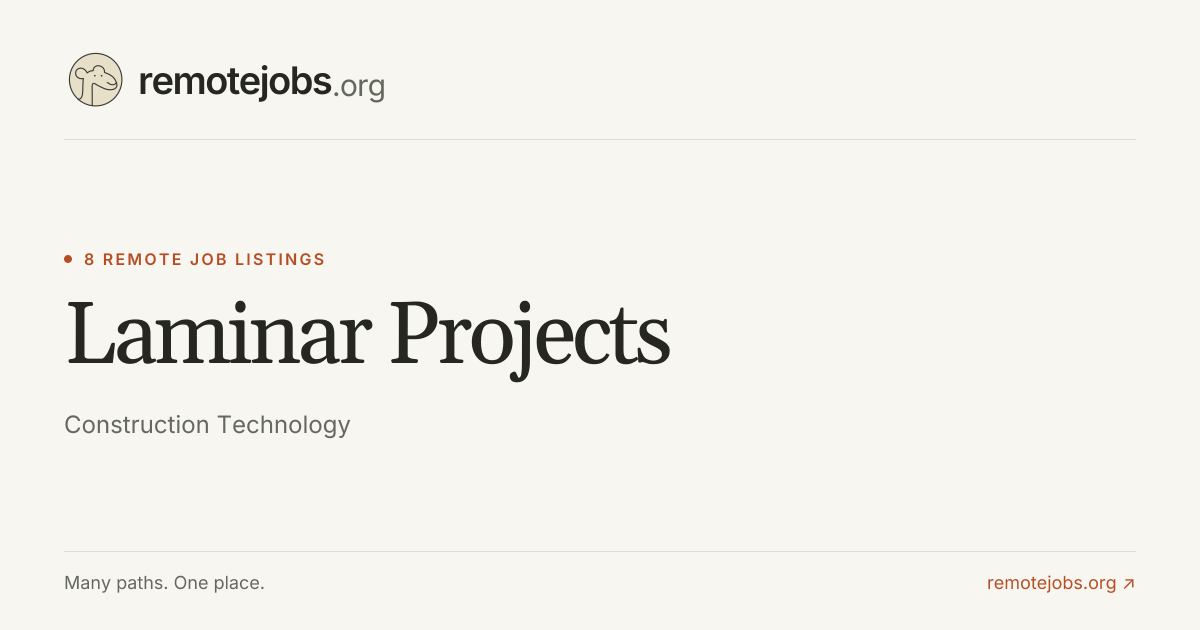 Laminar Projects Remote Jobs & Careers — 8 Job Listings | RemoteJobs.org