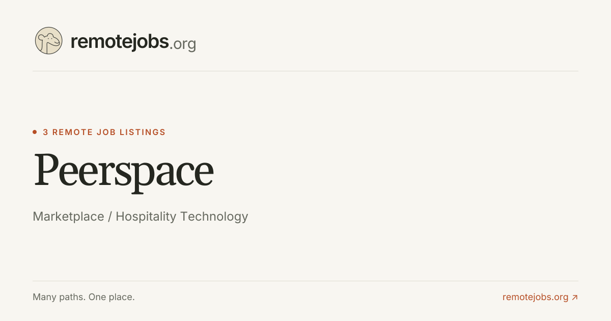 Peerspace Remote Jobs & Careers — 3 Job Listings | RemoteJobs.org