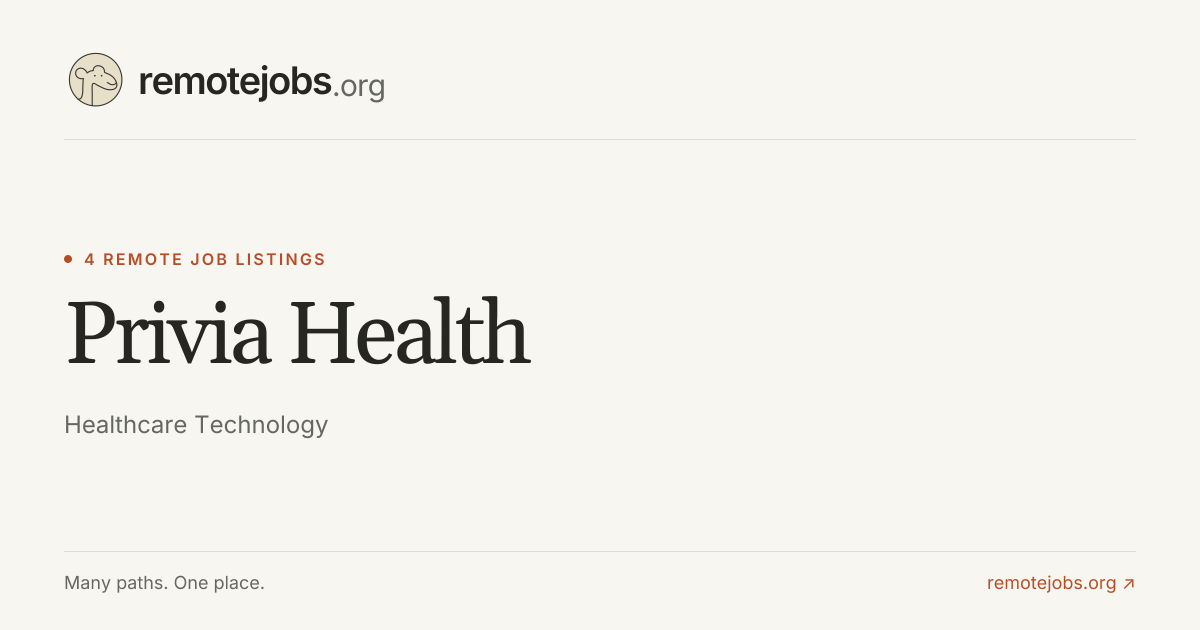 Privia Health Remote Jobs & Careers — 4 Job Listings | RemoteJobs.org
