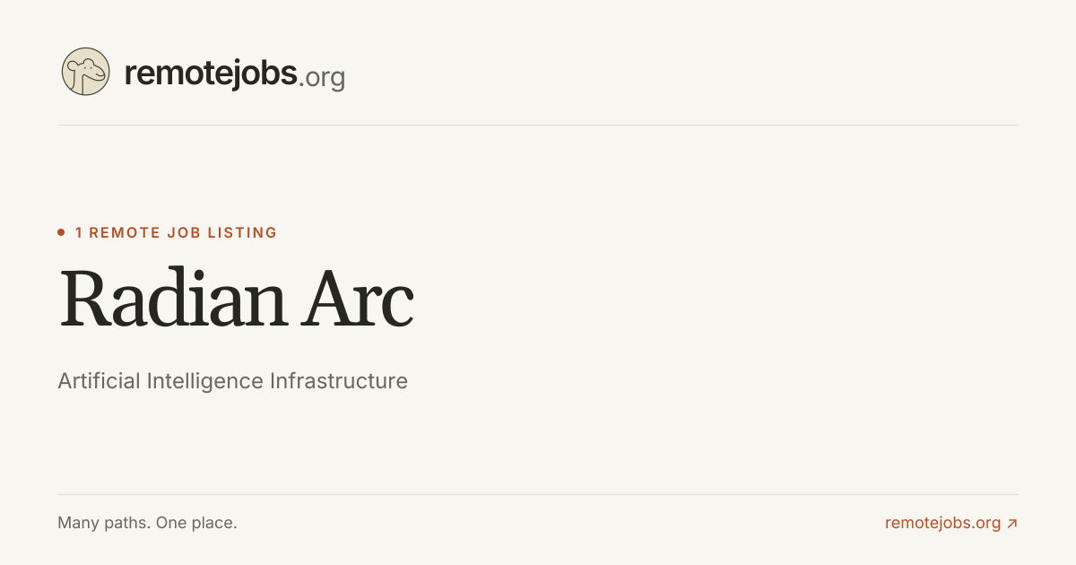 Radian Arc Remote Jobs & Careers — 1 Job Listing | RemoteJobs.org