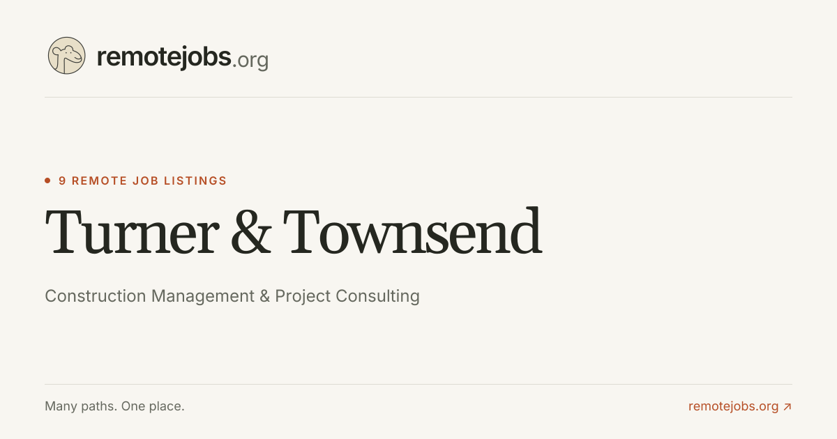 Turner & Townsend Remote Jobs & Careers — 9 Job Listings | RemoteJobs.org