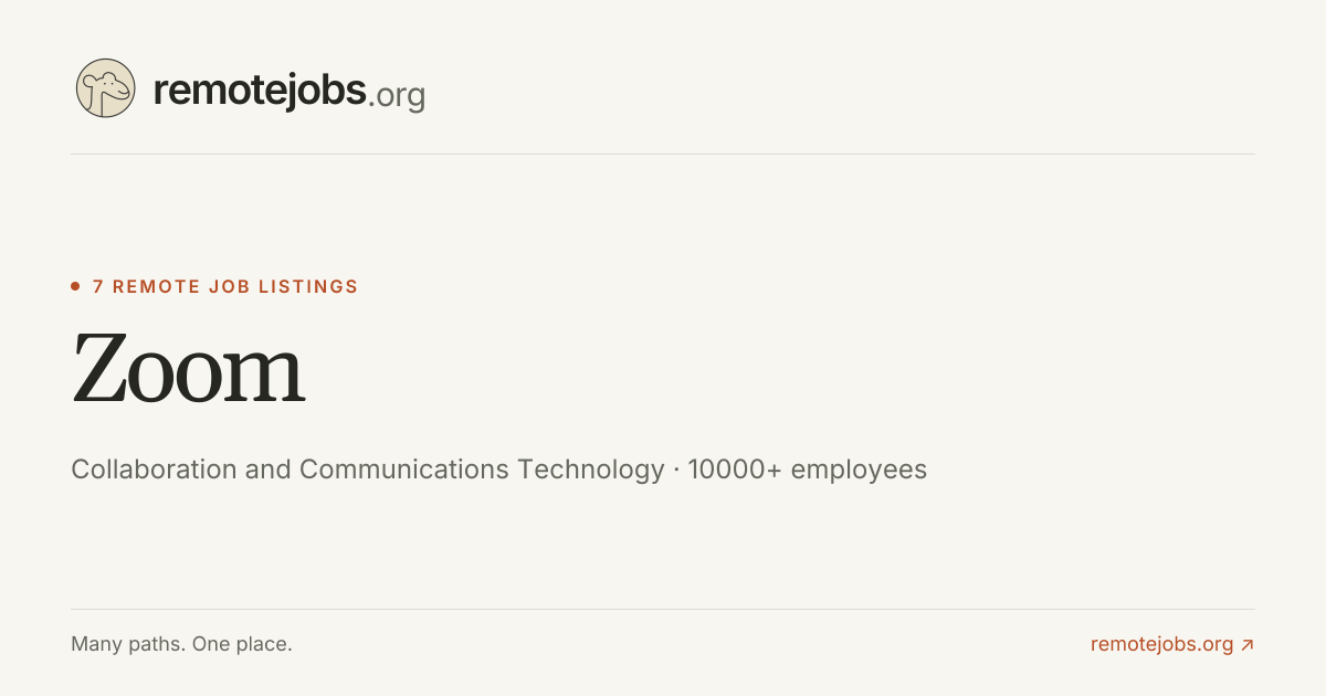 Zoom Remote Jobs & Careers — 7 Job Listings | RemoteJobs.org