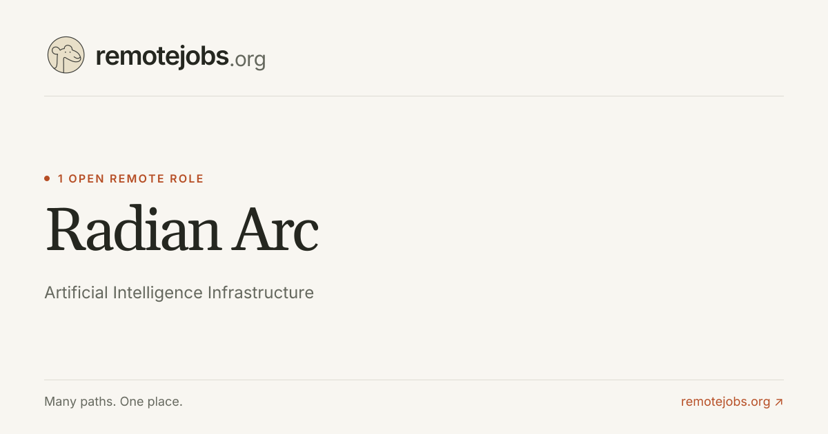 Radian Arc Remote Jobs & Careers — 1 Work From Home Position ...