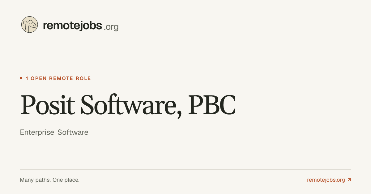 Posit Software, PBC Remote Jobs & Careers — 1 Work From Home Position ...