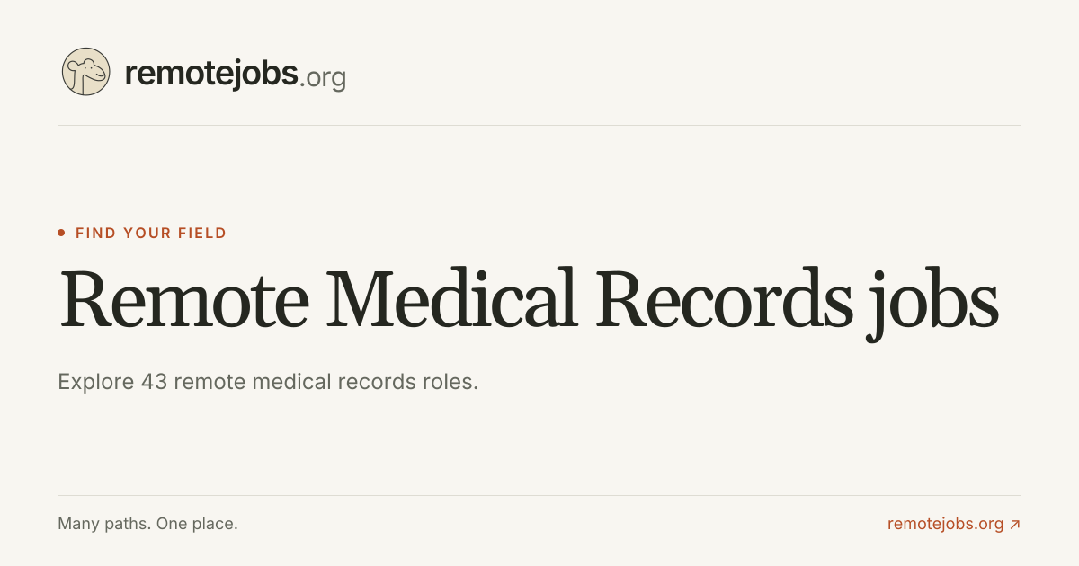 Remote Medical Records Jobs — 43 Listings | RemoteJobs.org