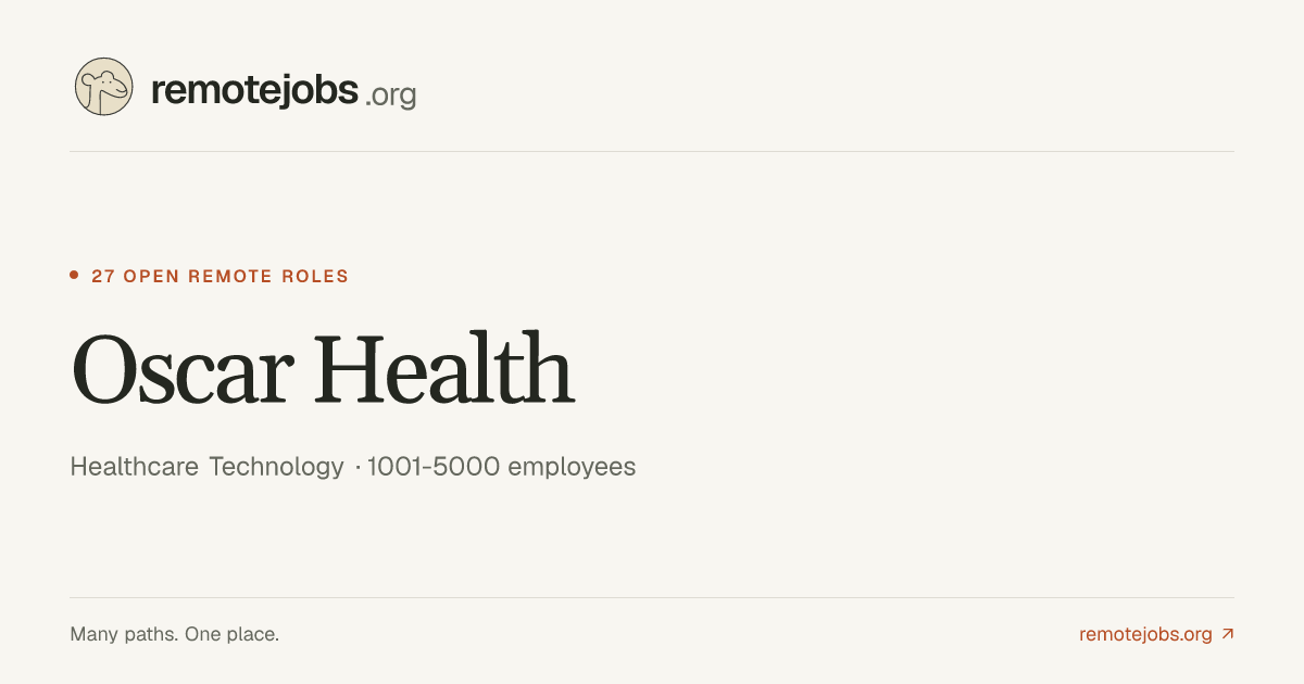 Oscar Health Remote Jobs & Careers — 27 Work From Home Positions ...