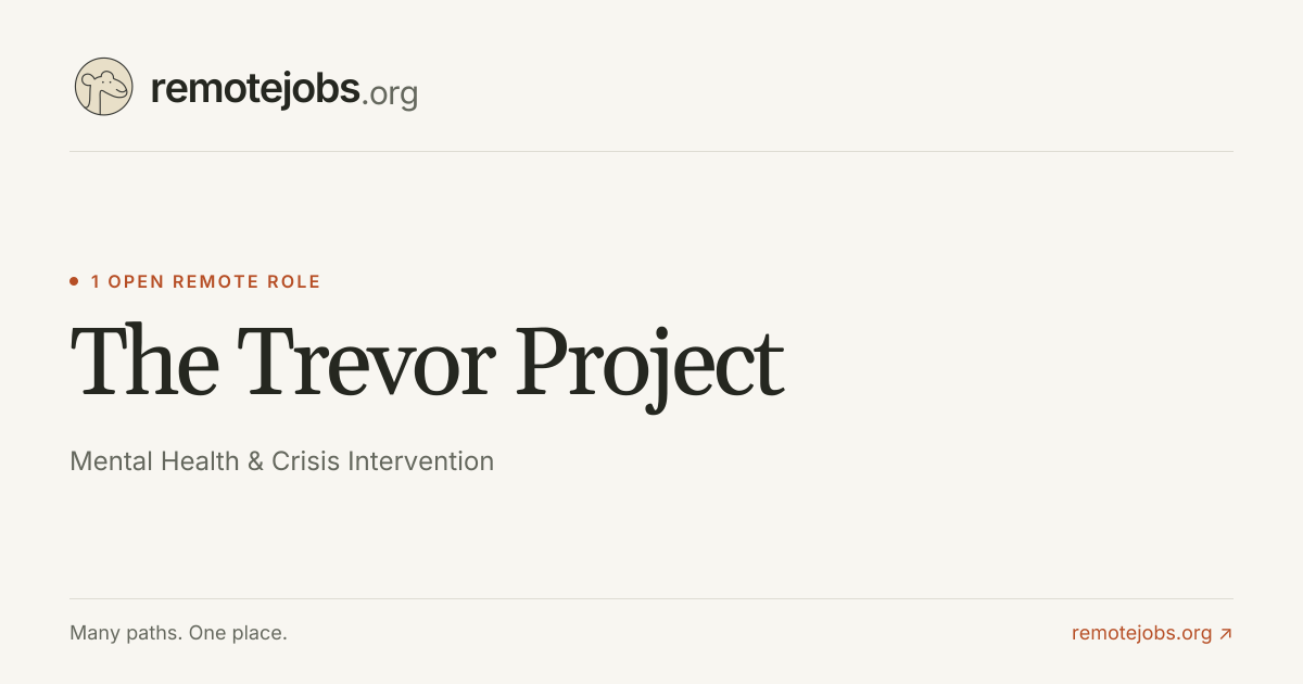 The Trevor Project Remote Jobs & Careers — 1 Work From Home Position ...