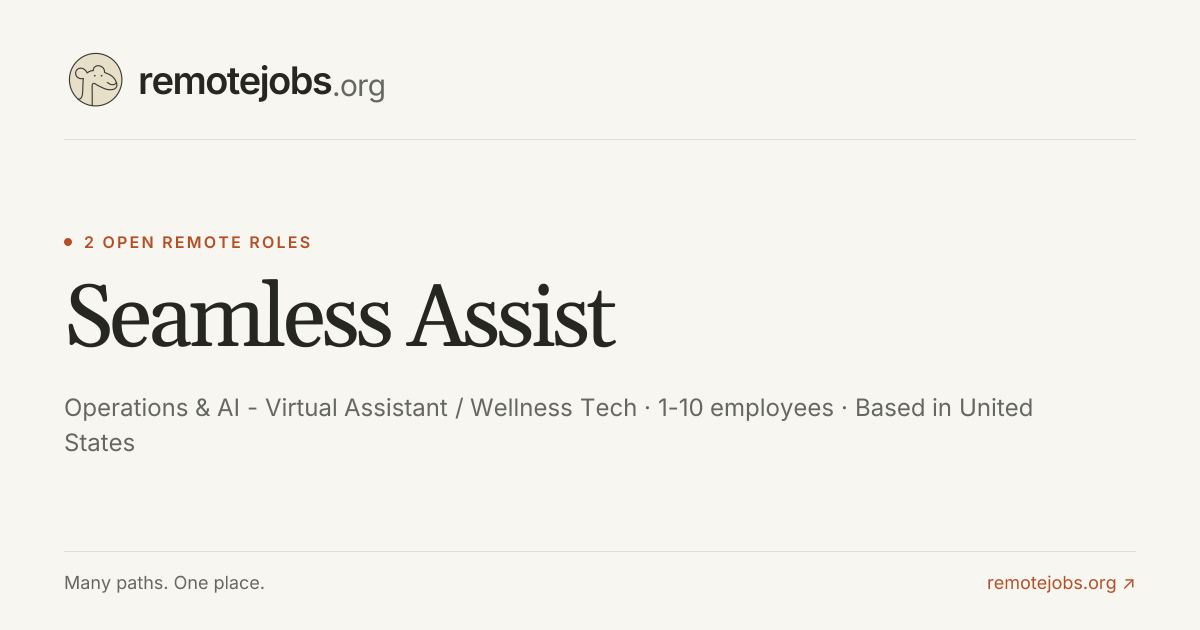 Seamless Assist Remote Jobs & Careers — 2 Work From Home Positions ...